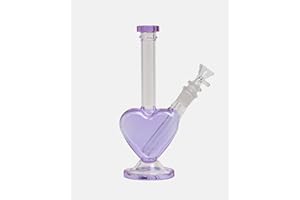 SUMMER SUNSET LTD Glass Bong with percolate, Heart Bong with 14.5mm Bong Bowl Height 21.5cm Weight 300g Glass Pipe for Smoking Bongs, Gift for her (Purple)