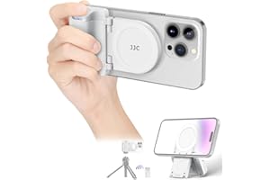 JJC Magnetyczna rączka do telefonu z pilotem Bluetooth, uchwyt do aparatu fotograficznego do smartfonów iPhone z systemem Android, stojak na telefon biurkowy i adapter do montażu na statywie -