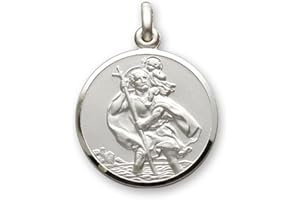 Christopher James of London | Solid 925 Sterling Silver St. Christopher Pendant 12mm | Symbol of Protection | St Christopher Travel Gift | Gift Box Included