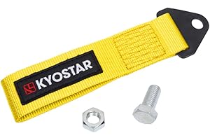 Kyostar Universal Racing Tow Strap for Front or Rear Bumper Towing Hooks, High Strength Tow Straps, Upgrade Version (Yellow)