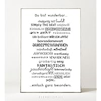 Kunstdruck / Poster WUNDERBAR -ungerahmt- Typografie, Kompliment, Schrift, Geschenk, Freundschaft, Liebe