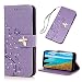 Produktbild PHONE CASE HOME Samsung Galaxy S9 Hülle, Bling Flip Case PU Leder Flip Cover mit Glitter Bling Strass Diamanten Purple Butterfly Flip Schutzhülle mit Stand Folio Flip Leder Tasche für Samsung Galaxy S