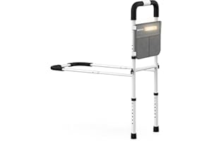 NEOAGE Bettschienen für ältere Erwachsene Sicherheit: Bett Assist Schiene mit Anti-Rutschgriff - 350lbs Kapazität & Storage Beutel - Bewegungssensor Nachtlicht für King/Queen/Full/Twin Betten