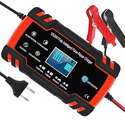 InThoor Chargeur de Batterie pour Voiture et Moto Intelligent 8A 12V/24V, Mainteneur de Chargeur Batterie Voiture, 3 Étapes de Chargeur Batterie et Automatique Réparation Fonction Camion, AGM, GEL, WET, SLA