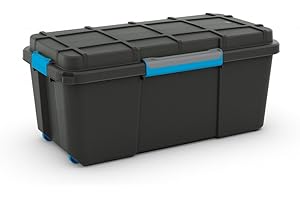 KIS Large Plastic Scuba Dive Dry Box Black Wheeled Mobile Storage Trunk - 65 Litres - Perfect for Loft Cellar Garage Storage!