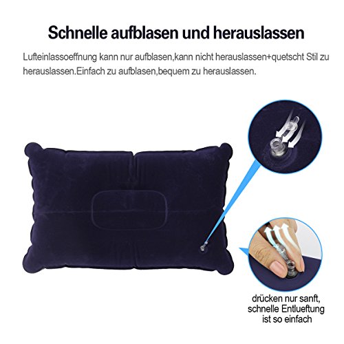 AUDEW 2pcs Aufblasbares Kissen Reisekissen Kopfkissen Luftkissen Sitzkissen Outdoor Camping - 5