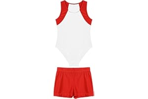 ranrann Enfant Garçon Justaucorps Gymnastique Danse Bodysuit sans Manches avec Short Gym Sport 5-16 Ans