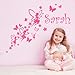 Personalised Fairies Girl's Name Butterflies Flowers Wall Sticker - Art Vinyl Decal Stickers, Childrens Bedroom, Bathroom, Kitchen, Lounge, Easy to Apply, Free Applicator, Easy Peel - (PLEASE CHOOSE YOUR SIZE & COLOUR USING DROP DOWN MENU) - by Rubybloom Designs