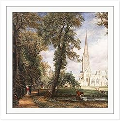 John Constable Salisbury Cathedral from The Bishops Garden Square Wooden Framed Wall Art Print Picture 16X16 Inch Catedral Desde Jardín Madera Pared Imagen