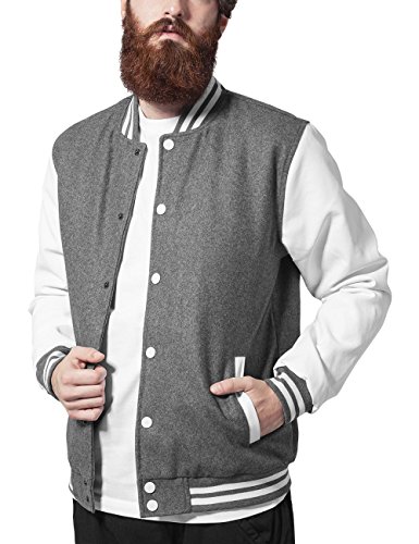 Urban Classics Herren Collegejacke Jacke Oldschool College Jacket, Gr. XXX-Large, Mehrfarbig (gry/wht 132)