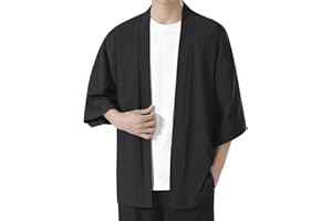 Duohropke Men's Kimono Cardigan Japan Happi Kimono Hanfu Long Sleeve Shirts Japan Harajuku Anime Robe Anime Clothing Unisex Loose Blouse Summer Tops Robe