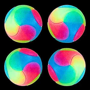 Skylety 4 Pieces LED Light up Dog Balls Flashing Elastic Ball LED Molar Ball Glowing Ball Pet Color Light Ball Interactive Toys for Cats, Dogs