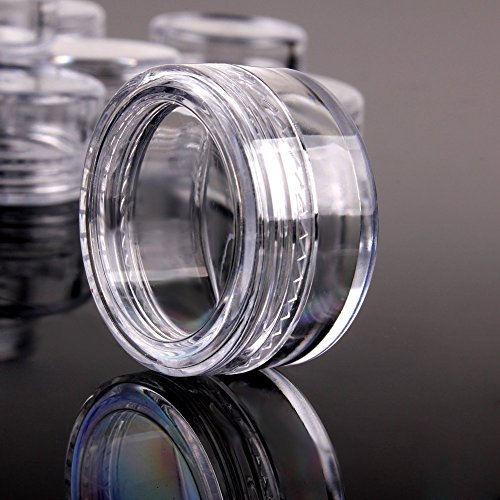 25/50/100/200 Pcs 5ml Empty Plastic Clear Cosmetic Container Jars Pot with Lids Refillable Travel Bottle for Creams/Eye Shadow/Powder/Sample/Make-Up/Glitter Storage BPA Free-25 Pcs