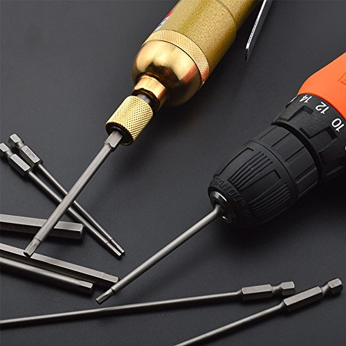 JTENG 6 teilig Magnetischen Hexagon Head Schraubendreher Bit Set 1/4 Sechskantschaft magnetisch Innensechskant Schraubenzieher set 100mm Länge Elektrische Schraubendrehersatz für Innensechskant-Schrauben - 2