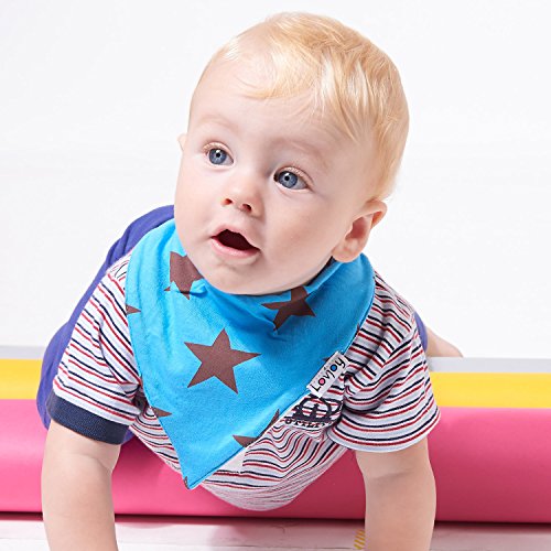 Lovjoy Bandana Geifer Baby Lässig Lätzchen – 5er Pack (Städtisch Stern) – Multicolor Super Absorbent & Soft für ultimativen Komfort mit Druckknöpfen – abwaschbar – Wasserdicht vlies Auskleidung für 0-3 Jahre – Netter Baby-Geschenk für Jungen und Mädche - 5