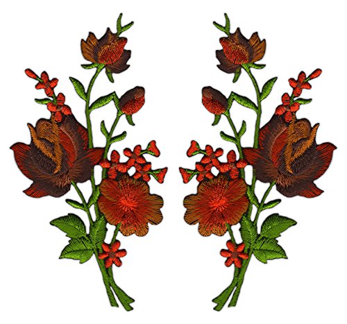 Blumen Braun Set 2 Stück Aufnäher Bügelbild