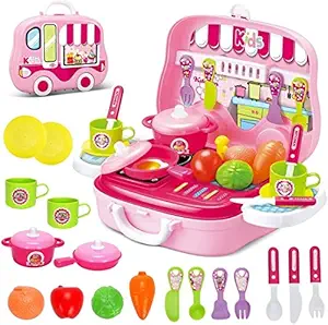 TWISHA ENTERPRISE Kitchen Set Toy Kid Play Cooking Toys - Kitchen Set for Girls - 26 pcs Kitchen playset with Full Utensils Set