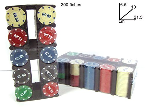 Set 200 fiches colorate in apposito contenitore chips per poker texas hold em. MEDIA WAVE store