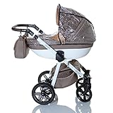 LCPKIDS Lucato 3in1 Kombi Kinderwagen Komplettset Babywanne Buggy Autositz Babyschale 0-13 kg Leder Edition - 5