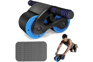 VRINO Automatic Rebound Abdominal Wheel,Abs Roller Exercise Wheel with Thick Knee Pad Mat, Double Wheel Abdominal Wheel Domestic Abdominal Exerciser for Beginners Core Workouts