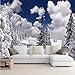 Price comparison product image Custom Photo Wallpaper Winter Snow Landscape Forest Wall Mural Wall Decorations Living Room Sofa Tv Wallpaper Wall Mural 3D(W)140X(H)100Cm