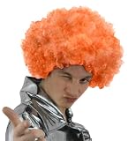  6 x naranja Tamaño grande FUNKY de pelo rizado AFRO peluca de pelo de 2133,6 cm S vestido de payaso de circo DISCO para hombre traje de neopreno para mujer Unis...