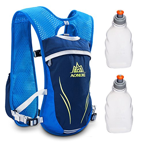 Geila esterna Sport Trail Marathoner corsa a zaino di idratazione pack Vest con 2 bottiglie d'acqua (blu)