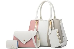 AioTio Borsa Donna Set Borse a Mano Borse a Tracolla Grande Borse a Spalla Borse Tote in Pelle PU Borse Donna Elegante 4 Pezzi Set