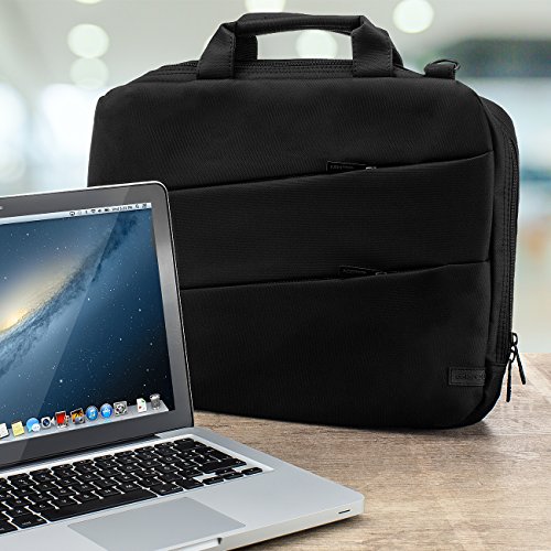 deleyCON Notebooktasche für Notebook / Laptop bis 15,6″ (39,6cm) – Tasche/Hülle aus robustem Polyester mit Zubehörfächern und verstärkten Polsterwänden – schwarz - 6