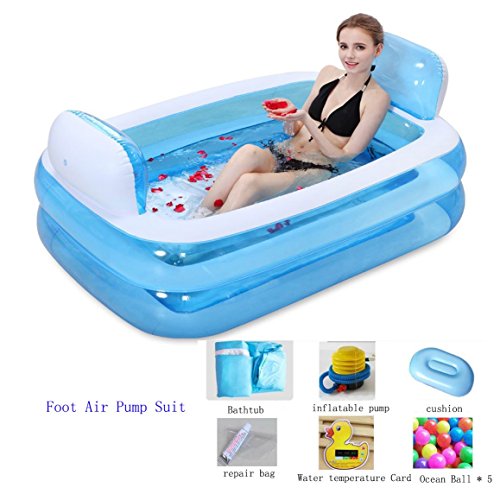 Preisvergleich Produktbild Falten aufblasbare Badewanne, große Familie Massage Whirlpool Badewanne transparent blau Erwachsenen tragbare Badewanne komfortable Kinder Umwelt Kunststoff Badewanne, (manuelle Luftpumpe, elektrische Luftpumpe) ( Design : A )