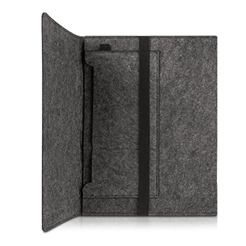 kwmobile Laptoptasche Filz Sleeve für 11″ 11,6″ Laptop / Tablet – Notebook Tasche Schutzhülle Laptop Case Hülle in Dunkelgrau mit Innentaschen Innenmaße: ca. 31,5 x 25 cm - 8