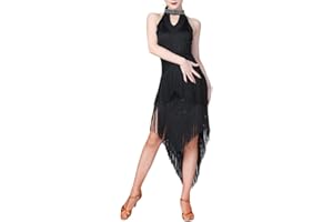 DAIHAN Latein Tanz Kleider Kostüme - Latin Tänze Walzer Tango Swingtanz Party Salsa Quasten Tanzkleid für Damen