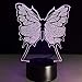 Produktbild IYOUNG Nachtlicht Veränderliche Bunte Geführte Acrylschmetterlings Beleuchtungs USB Noten Tischlampe Der Nachtlicht 3D