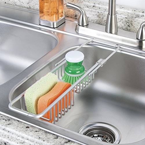 mDesign Rustproof Aluminum Over-the-Sink Sponge/Scrubber Caddy – Silver by MetroDecor - 2