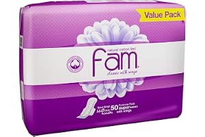 Fam Classic With Wing Natural Cotton Feel,Maxi Thick, Super Sanitary Pads, 50 Pads