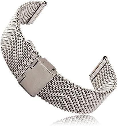 Pebble Time Watch Band, Kissport Stainless Steel Watch Band Strap for Pebble Time / Pebble Time Steel Smartwatch (A Milanese Silver)