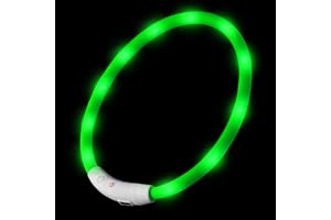 PRECORN LED USB-krage silikon hundhalsband lysande halsband för hundar uppladdningsbar via USB (storlek S/L 18-65 cm individu