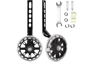 Nakazawa Adjustable with Flash Wheels Stabilisers for Childs Bike Fits 12/14/16/18/20 Inch Bike Stabilisers, Training Wheels for Kids Stabilizer Training, 1 Pair.(black)