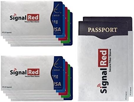 Fiber Passport and Credit Card Protector – Set of 10 Credit Card and 2 Passport RFID Blocking Sleeves; Fit in Wallet and Purse