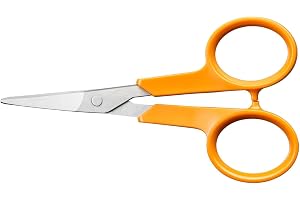Fiskars Classic Manikyrsax, Böjd, Höger- och Vänsterhändad | Total längd: 10 cm, Förbättrad Greppergonomi, Kvalitetsstål/Plast, Orange, 1075058