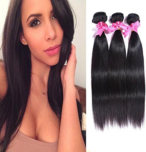 Meydlee Hair Extensions Mixed Length 3Bundles 300g Virgin Brazilian Straight Human Hair Extension Unprocessed for Black Women , 20 22 24