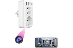 Firstoy Ukryta kamera, gniazdo UE z 3 portami USB i portem HD WiFi Adapter UE kamera noktowizyjna i funkcja zdalnego podglądu do domu biura bezpieczeństwa wewnętrznego