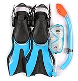 cressi junior snorkel set Set de buceo de tres piezas: gafas, tubo con Dry Top y aletas.