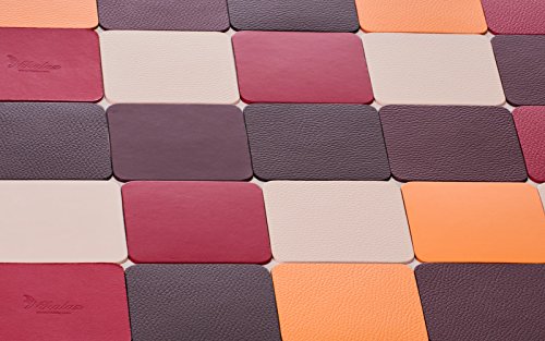 Untersetzer, recyceltem Leder Set 4, Rot, Braun, Burgund, weiß, orange, 10 * 10 cm, ORANGE