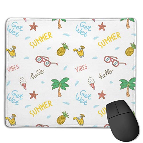 Preisvergleich Produktbild Urlaubsreise Sommer Symbole Mauspads, rutschfeste Mausmatte, abwaschbares, vernähtes Mousepad für Gaming, Computer, Laptop, 25x30cm