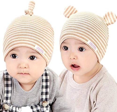 GZMM Unisex Newborn Baby Hat Organic Cotton Twist Beanie Cap 2 pack