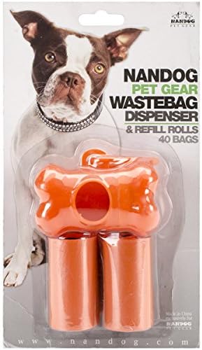 Nandog Bone Shaped Waste Bag Holder W/40 Bags-Orange