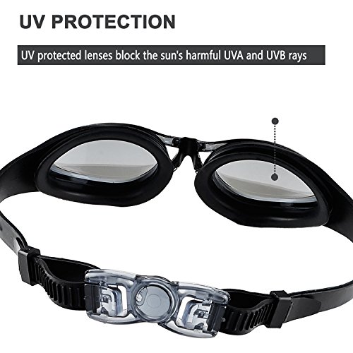 EveShine Schwimmbrille verspiegelte Taucherbrille mit kristallklarem Anti-Nebelglas, Taucherbrille mit wasserdichter bequemer Passform für Erwachsene, Kinder, Männer und Frauen – Schwarz - 4