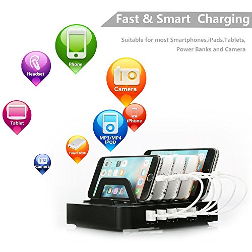 Ladestation, AOLOX 6-Port USB Desktop Ladegerät Organizer für USB-Charged Gerät - 7