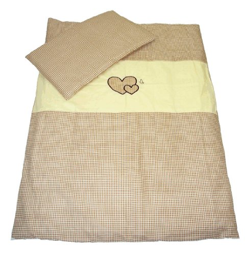 Baby's Comfort Baby Bedding Set Duvet Cover and Pillowcase (2-Piece, Checkered Brown/Cream)